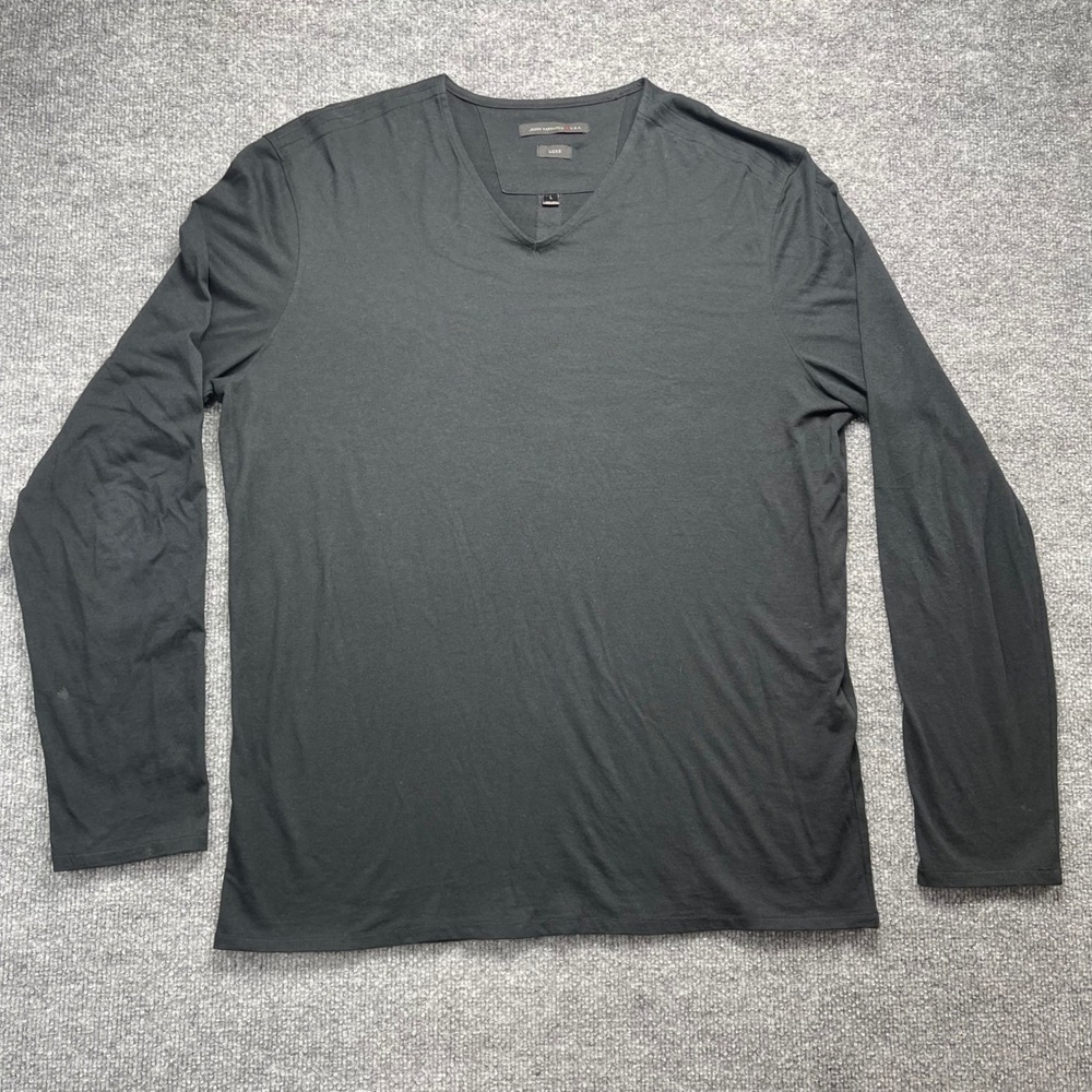 John Varvatos USA Luxe Black V-Neck Long Sleeve T-Shirt Mens Large